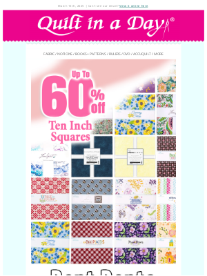 Quilt In A Day - Up to 60% off - 10 Inch Squares, Bent Bento & Pattern Pals