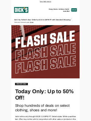 GameChanger Media, Inc. - One. Day. Only. Up to 50% OFF deals on select gear is yours