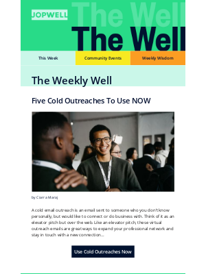 Jopwell Inc - Five Cold Outreaches To Use RIGHT NOW