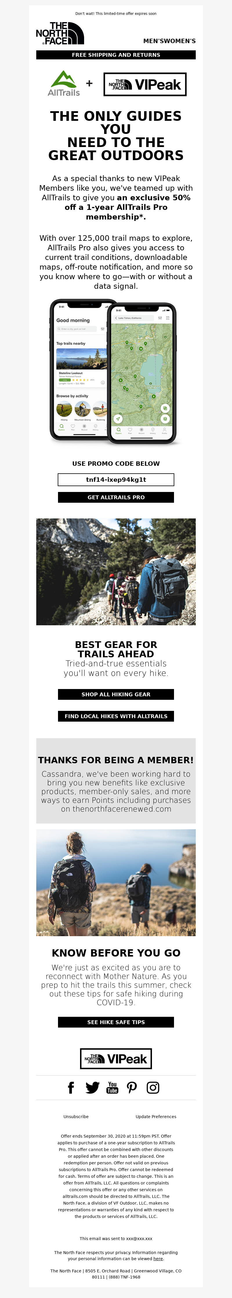 The North Face - Cassandra, get 50% off 1 year of AllTrails Pro