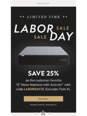 Malouf - Labor Day Sale! 25% Off This Mattress