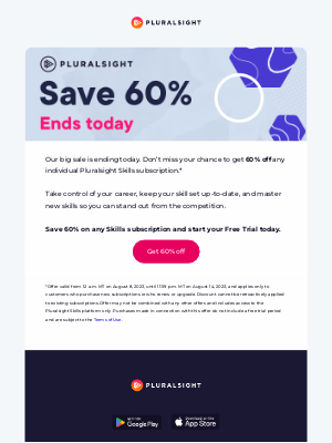 Pluralsight - Ends today: Save 60% and get a Free Trial