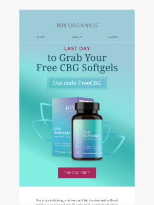 Joy Organics - ⏰Final Hours: Get Your Free Bottle of CBG Softgels