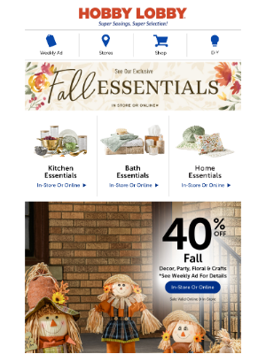 Hobby Lobby - 40% Off Fall Outdoor Decor