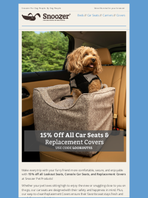 Snoozer Pet Products - 15% Off All Car Seats & Covers!