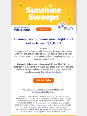 BioLife Plasma - ☀️ Coming soon: Give plasma and enter to win this spring! 💰