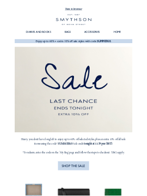 Smythson - Summer Sale: ends tonight