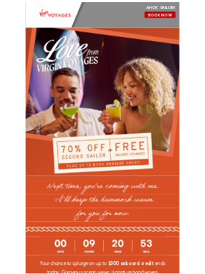 Virgin Voyages - Ends Today — 70% Off + Free Balcony Upgrades + Up to $300 Onboard Credit
