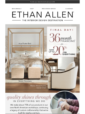 Ethan Allen - 36 mo. financing† ends tonight 🌙✨