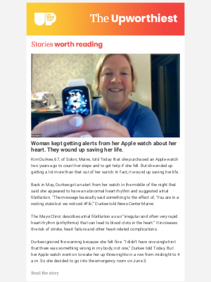 Upworthy - Woman kept getting alerts from her Apple watch about her heart. They wound up saving her life.