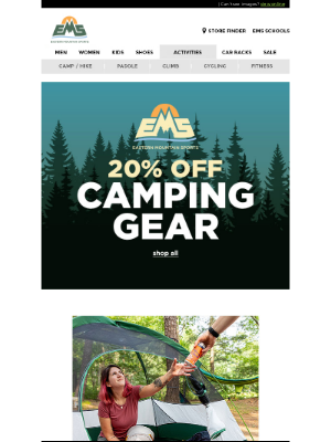 Eastern Mountain Sports - 20% OFF EMS Camping Gear ⛺