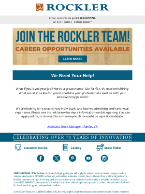 Rockler Woodworking and Hardware - Help Wanted For Our Fairfax Location!