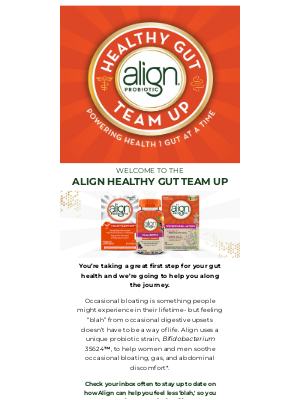 Align Probiotics - Welcome to the Align Healthy Gut Team Up!