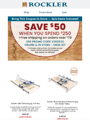 Rockler Woodworking and Hardware - This Weekend Only: Use Your Coupon In Store — Even on Sale Items at Your Buffalo Store!