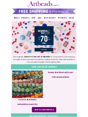 Artbeads - MDW Plans? Bead Shopping! Up to 70% Off STOREWIDE!