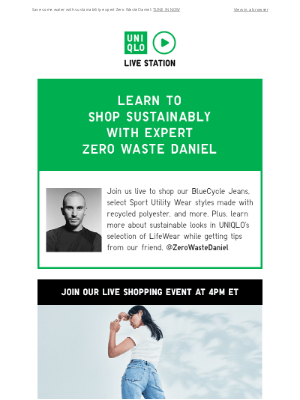 UNIQLO - Live at 4PM EST: Shop sustainably with BlueCycle Jeans