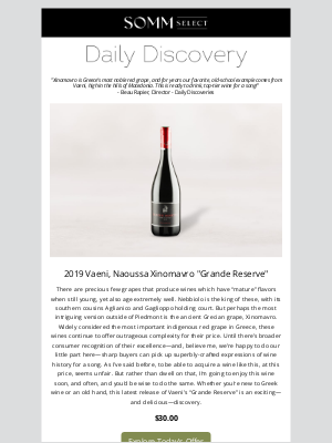 SommSelect - Our Go-To, Aged Greek Red Returns