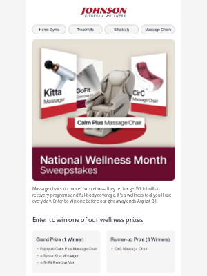Johnson Fitness - Win a Massage Chair & Wellness Bundle!