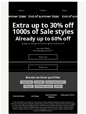 ASOS  - Extra up to 30% off 1000s of Sale styles