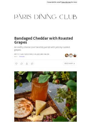 Paris Dining Club - Bandaged Cheddar with Roasted Grapes