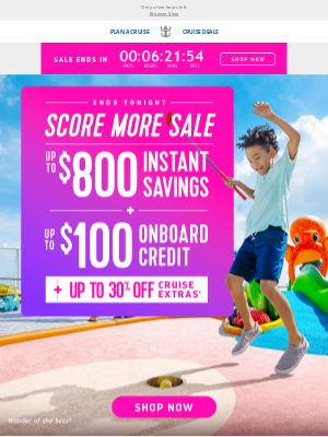 Royal Caribbean Cruises - ENDS TONIGHT! Up to $800 OFF + bonus perks! ⌛
