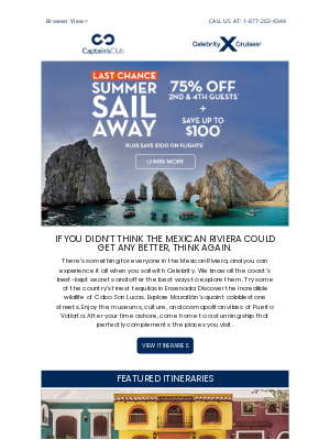 Celebrity Cruises - Sail the Mexican Riviera and enjoy 75% Off