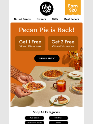 Nuts - Get a Free Pecan Pie – Because You Deserve a Slice!