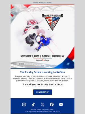 Pegula Sports and Entertainment - USA vs. Canada: The Rivalry Series comes to Buffalo