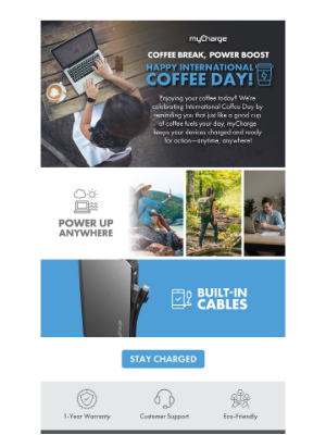 myCharge - Stay Charged This Coffee Day 🤎