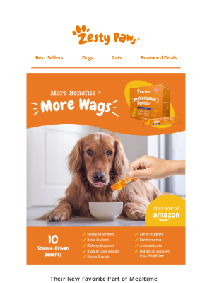 Zesty Paws - More benefits = more wags! 🐶 Try our NEW Multivitamin Powder!