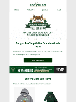 Milwaukee Bucks - Bango's Pro Shop Online Sale-ebration Is Here!
