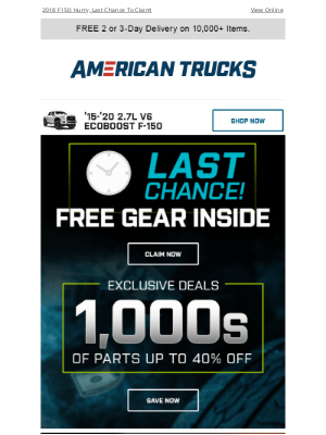 American Trucks - Free Gift ENDING SOON + Savings for your 2018 F150 inside!