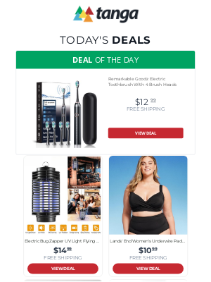Tanga - Remarkable Goodz Electric Toothbrush With 4 Brush Heads | Electric Bug Zapper UV Light Flying Zapper Insect Killer | Lands' End Women's Underwire Padded Twist Top Swimwear Bikini