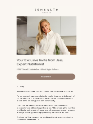 JS Health Vitamins - FREE Consult with Expert Nutritionist, Jess Sepel