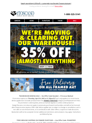 Design Toscano - 📦 We’re Packing Up — You’re Saving Big! 35% Off Nearly All Items! * 🚛