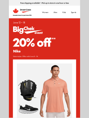 Sport Chek (Canada) - 20% off Nike ends today ⏰