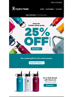 Hydroflask - Stock up on sitewide deals for Cyber Monday