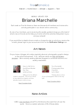 Fine Art America - Fine Art America - Weekly Update for Briana Marchelle