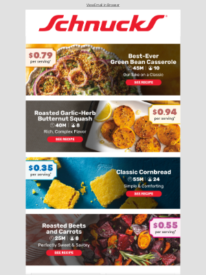 Schnucks - Holiday Dishes Under $1 Per Serving