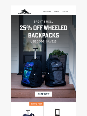 High Sierra - Deals on a Roll: 25% Off Wheeled Backpacks