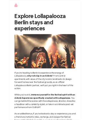 Airbnb - Amplify your Lollapalooza Berlin experience with Airbnb
