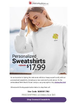 GiftsForYouNow.com - $17.99 Personalized Sweatshirts | Save 40%