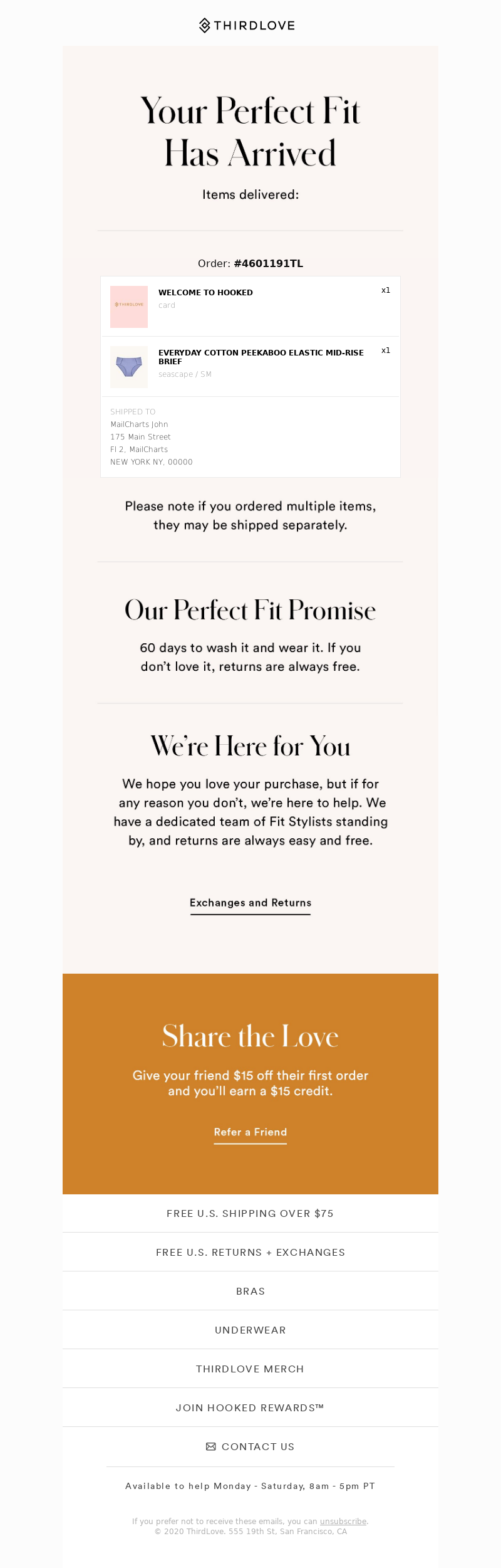 ThirdLove - A shipment from order #4601191TL has been delivered