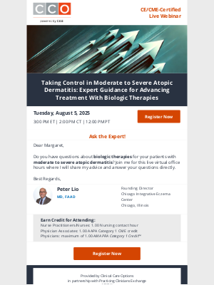 Clinical Care Options - Questions on Biologic Therapies for AD? Ask the Expert on August 5