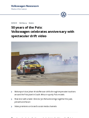 Volkswagen - 50 years of the Polo: Volkswagen celebrates anniversary with spectacular drift video