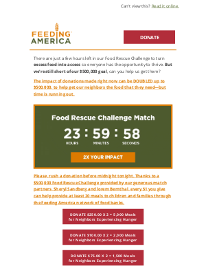 Feeding America - ⏳ Just hours left: the impact of your gift can be DOUBLED!