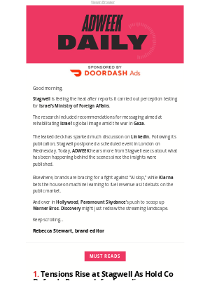 Adweek - Stagwell Responds To Israel Research Fallout