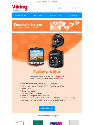Viking Direct (United Kingdom) - 💌 Last chance: free Denver dashcam