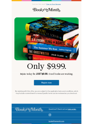 Book of the Month - A rejoin offer just for you.