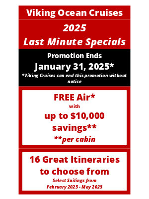 Norwegian Cruise Line - ✈🛳️Bruce - Viking Ocean Cruises Last Minute Deals with 16 Great Itineraries with Free Air and Savings